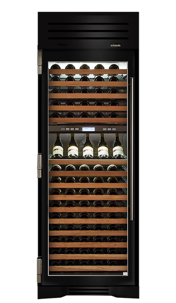 Wine Column, Left Hinged, Gloss Black, Pewter Hardware TR30DZWLSGC044H05