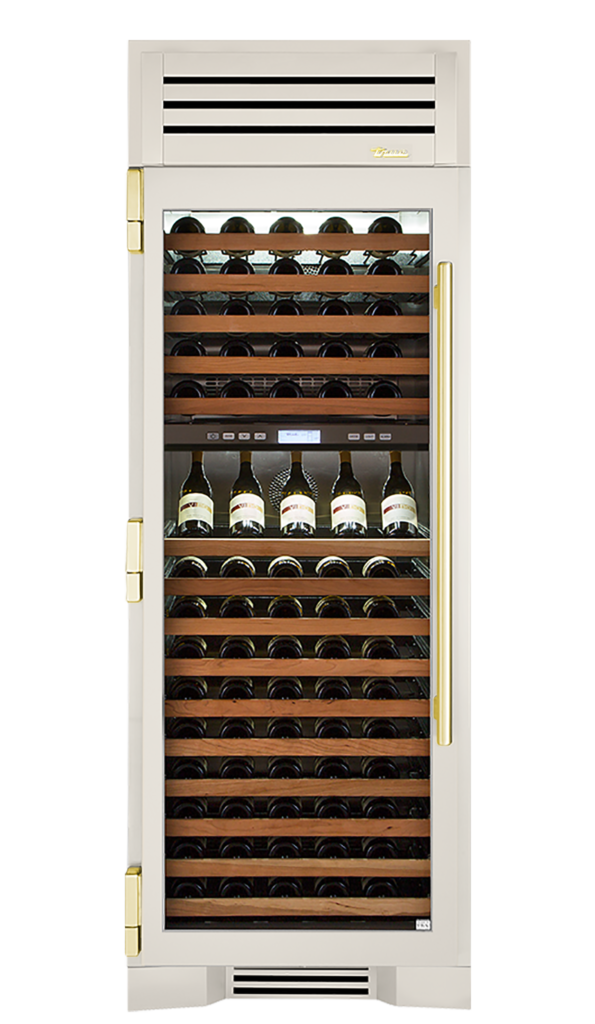 Wine Column, Left Hinged, Antique White, Brass Hardware TR30DZWLSGC050H01