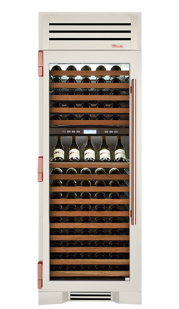 Wine Column, Left Hinged, Antique White, Copper Hardware TR30DZWLSGC050H03