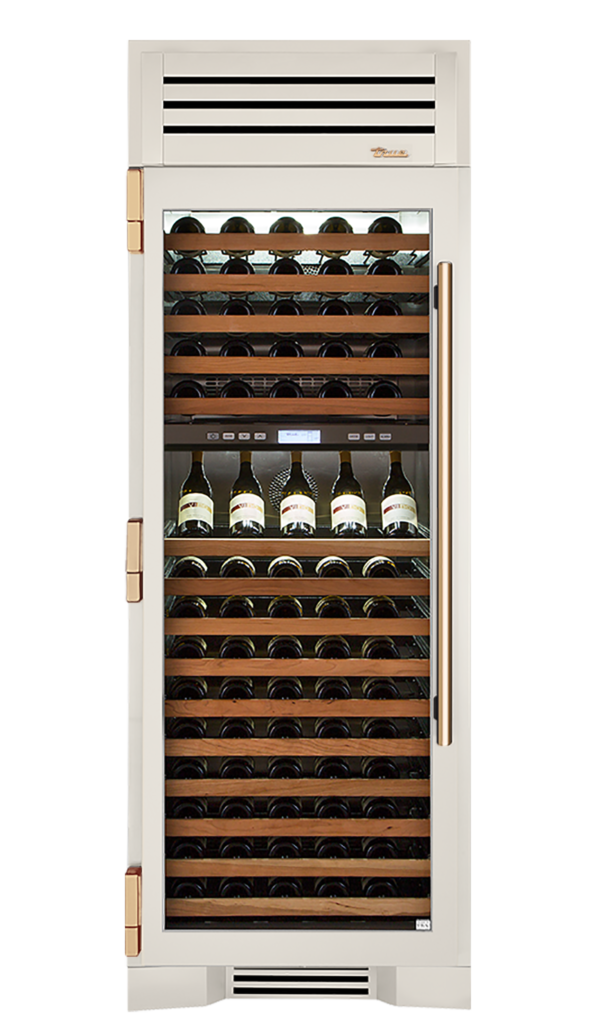 Wine Column, Left Hinged, Antique White, Gold Hardware TR30DZWLSGC050H08