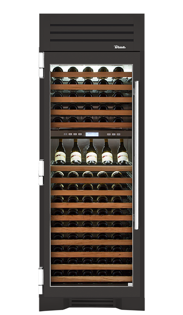 Wine Column, Left Hinged, Ultra Matte Black, Chrome Hardware TR30DZWLSGC085H02