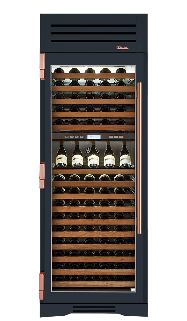 Wine Column, Left Hinged, Juniper, Copper Hardware TR30DZWLSGC104H03