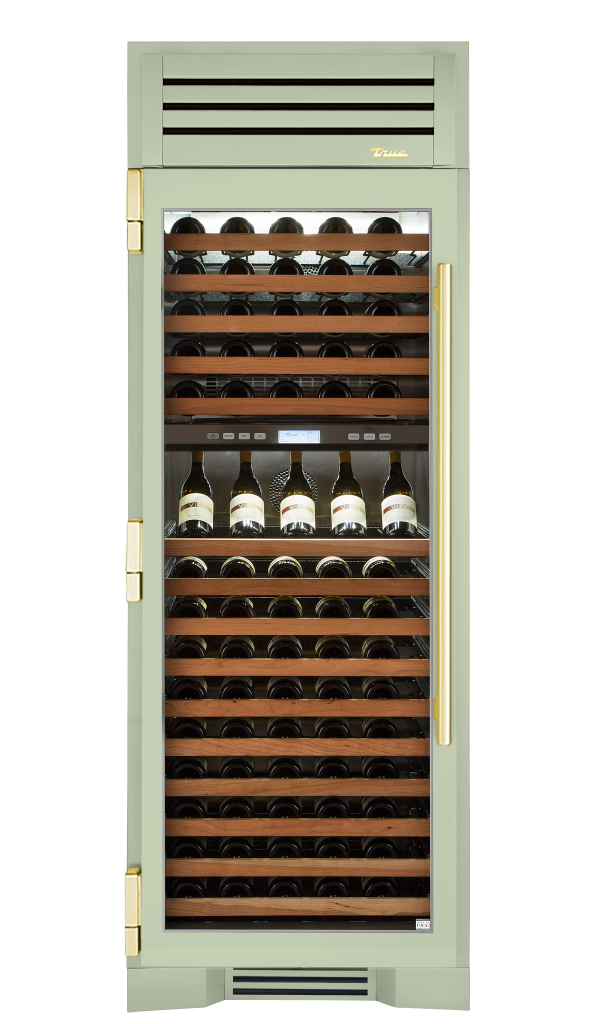Wine Column, Left Hinged, Sage, Brass Hardware TR30DZWLSGC129H01
