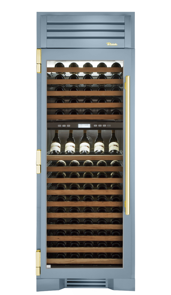 Wine Column, Left Hinged, Bluestone, Brass Hardware TR30DZWLSGC152H01