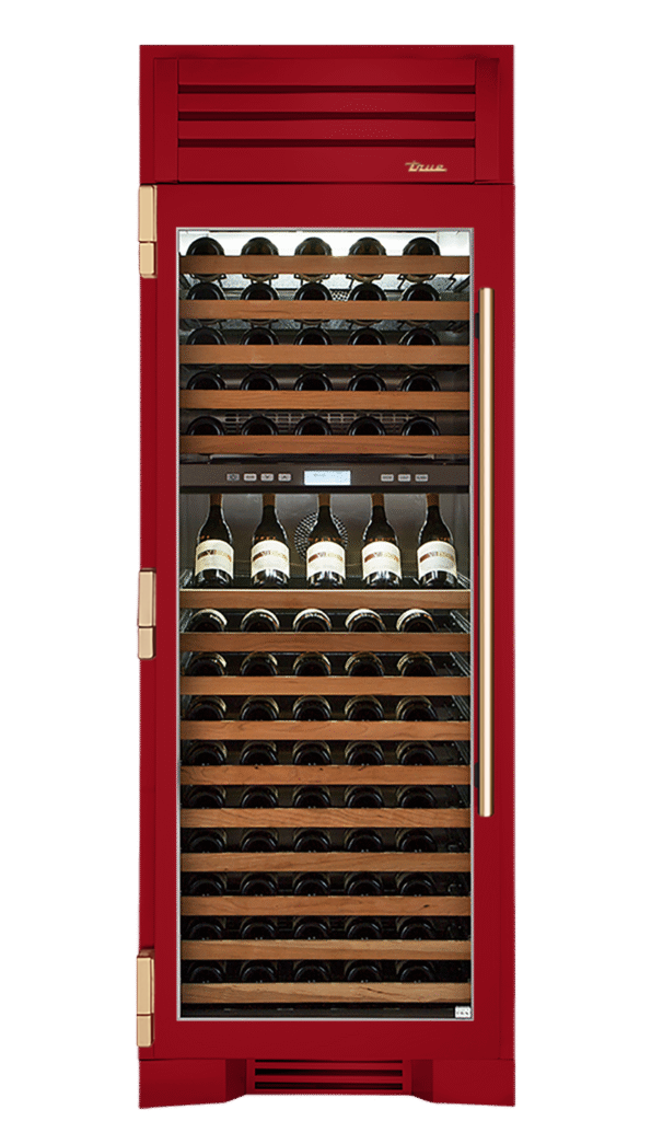 Wine Column, Left Hinged, Crimson, Gold Hardware TR30DZWLSGC193H08