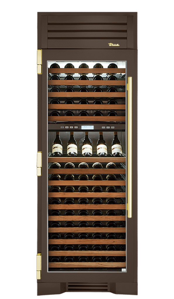 Wine Column, Left Hinged, Espresso, Brass Hardware TR30DZWLSGC305H01