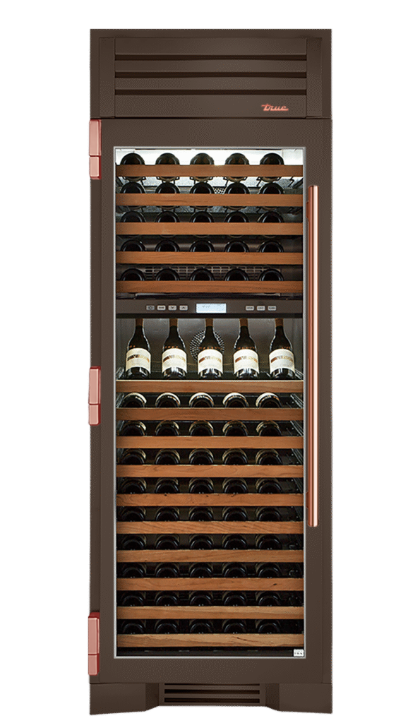 Wine Column, Left Hinged, Espresso, Copper Hardware TR30DZWLSGC305H03