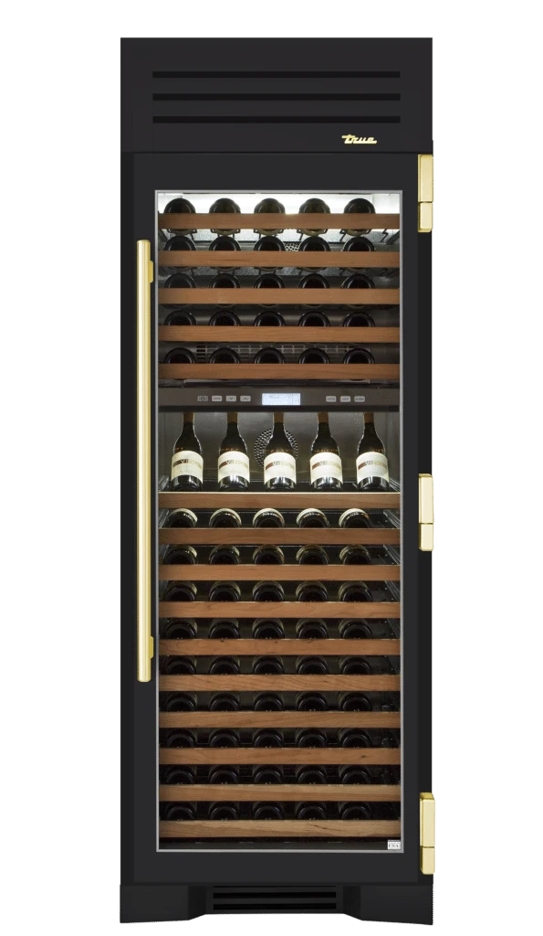 Wine Column, Right Hinged, Matte Black, Brass Hardware TR30DZWRSGC027H01