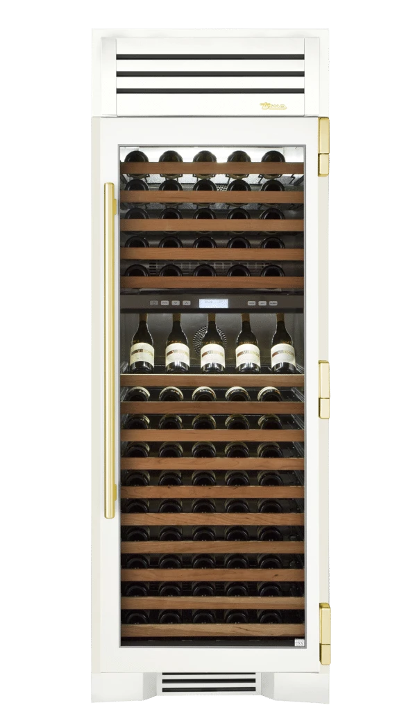 Wine Column, Right Hinged, Matte White, Brass Hardware TR30DZWRSGC030H01