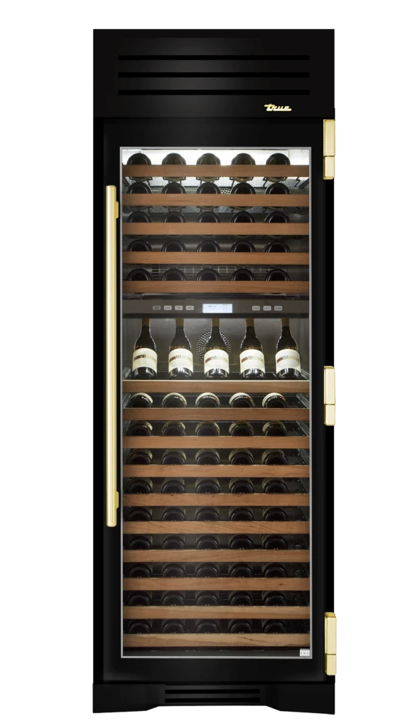 Wine Column, Right Hinged, Gloss Black, Brass Hardware TR30DZWRSGC044H01