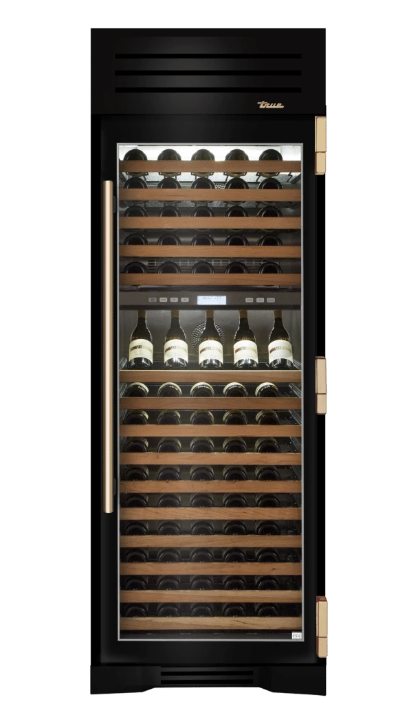 Wine Column, Right Hinged, Gloss Black, Gold Hardware TR30DZWRSGC044H08