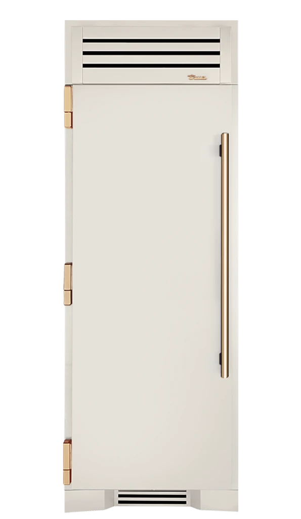 Freezer Column, Left Hinged, Antique White, Gold Hardware TR30FRZLSSIMC050H08