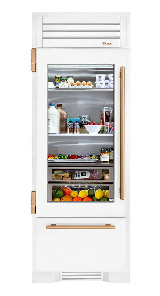 Refrigerator with Bottom Freezer, Left Hinged, Matte White, Gold Hardware TR30RBFLSGA030H08
