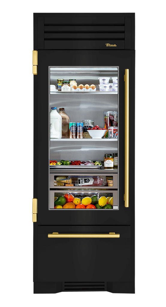 Refrigerator with Bottom Freezer, Left Hinged, Gloss Black, Brass Hardware TR30RBFLSGA044H01