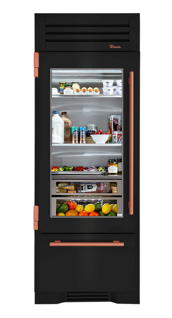 Refrigerator with Bottom Freezer, Left Hinged, Gloss Black, Copper Hardware TR30RBFLSGA044H03