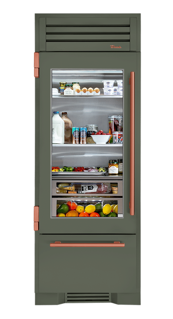 Refrigerator with Bottom Freezer, Left Hinged, Olive, Copper Hardware TR30RBFLSGA238H03