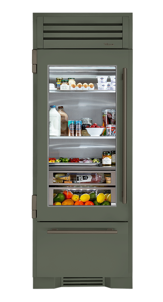 Refrigerator with Bottom Freezer, Left Hinged, Olive, Pewter Hardware TR30RBFLSGA238H05