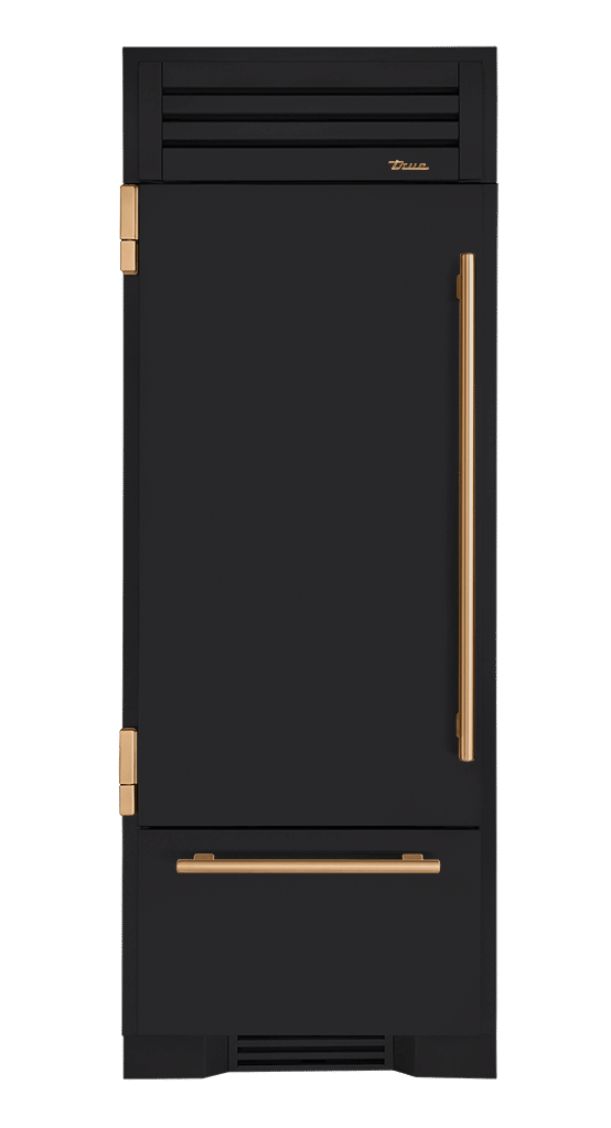 Refrigerator with Bottom Freezer, Left Hinged, Matte Black, Gold Hardware TR30RBFLSSA027H08