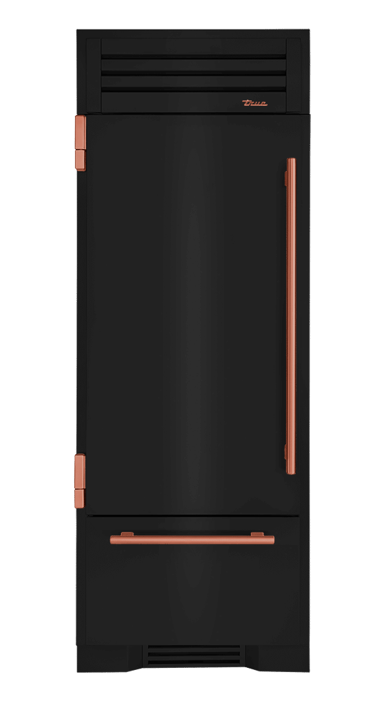 Refrigerator with Bottom Freezer, Left Hinged, Gloss Black, Copper Hardware TR30RBFLSSA044H03