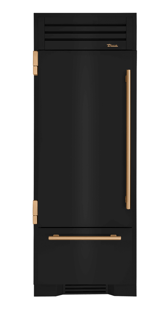 Refrigerator with Bottom Freezer, Left Hinged, Gloss Black, Gold Hardware TR30RBFLSSA044H08