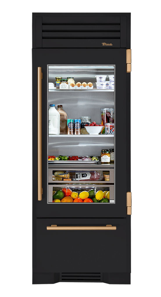 Refrigerator with Bottom Freezer, Right Hinged, Matte Black, Gold Hardware TR30RBFRSGA027H08
