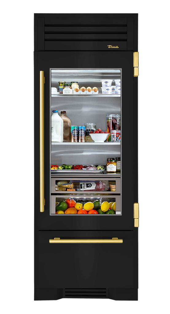 Refrigerator with Bottom Freezer, Right Hinged, Gloss Black, Brass Hardware TR30RBFRSGA044H01