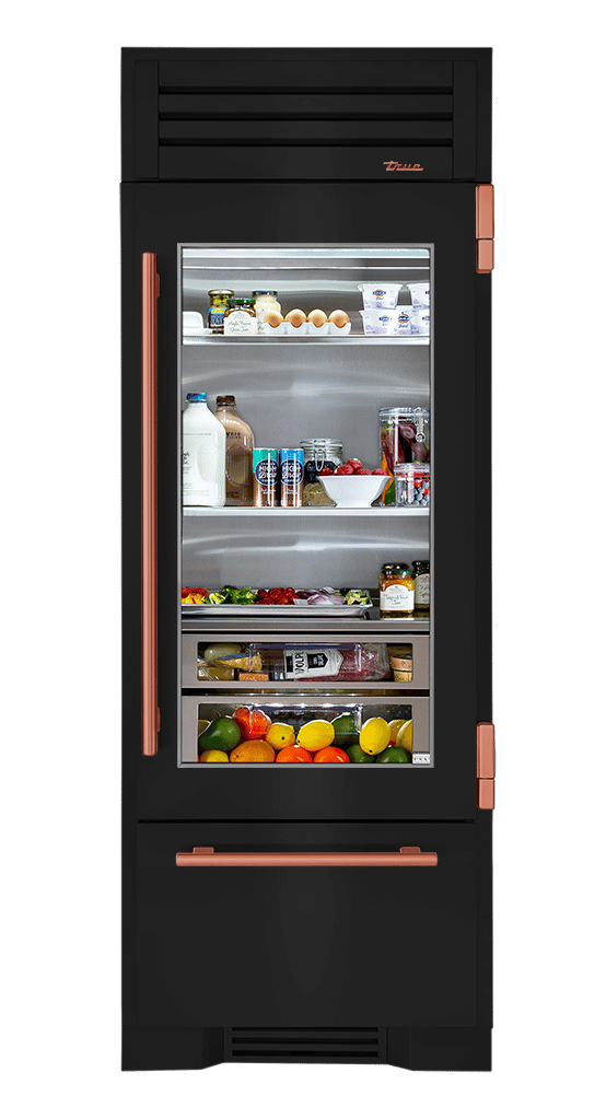 Refrigerator with Bottom Freezer, Right Hinged, Gloss Black, Copper Hardware TR30RBFRSGA044H03