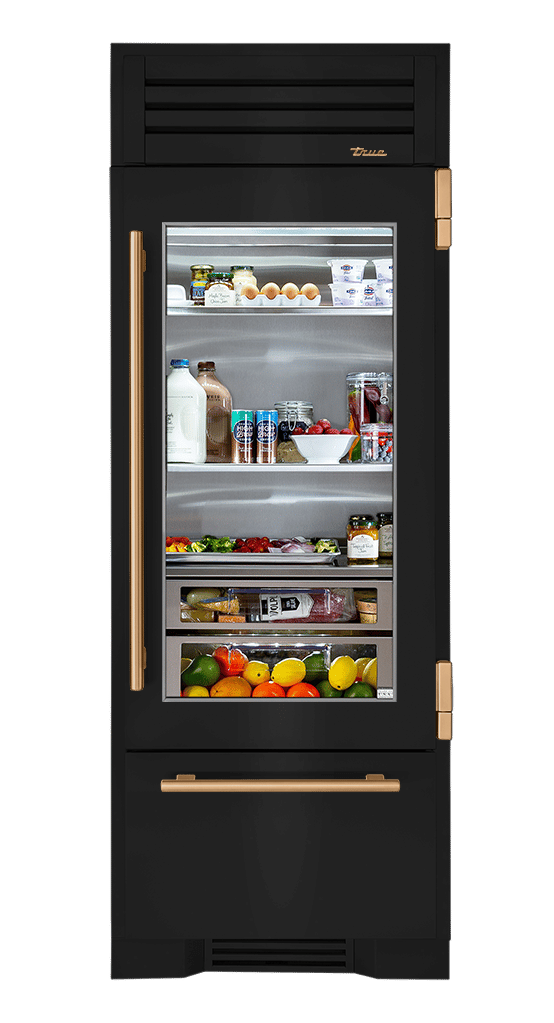 Refrigerator with Bottom Freezer, Right Hinged, Gloss Black, Gold Hardware TR30RBFRSGA044H08