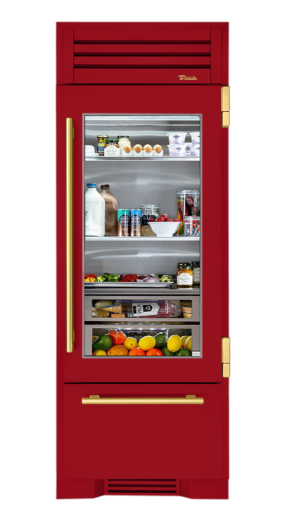 Refrigerator with Bottom Freezer, Right Hinged, Crimson, Brass Hardware TR30RBFRSGA193H01