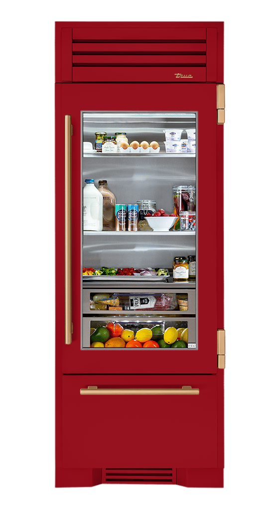 Refrigerator with Bottom Freezer, Right Hinged, Crimson, Gold Hardware TR30RBFRSGA193H08