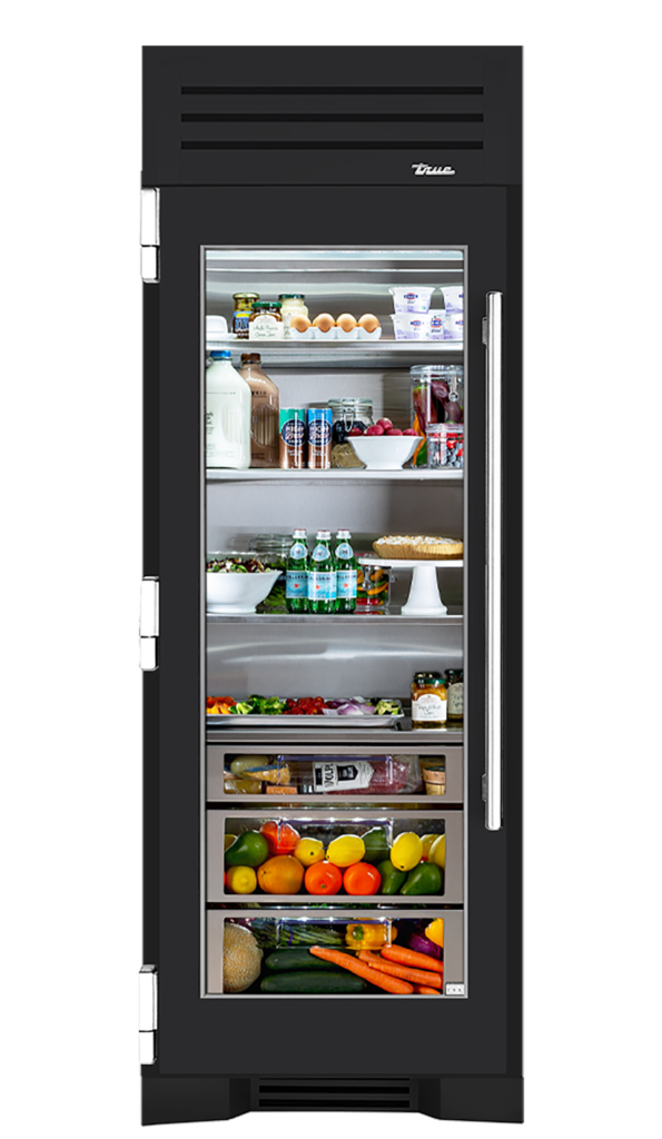 Refrigerator Column, Left Hinged, Matte Black, Chrome Hardware TR30REFLSGC027H02
