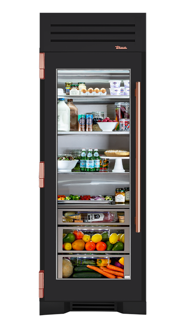 Refrigerator Column, Left Hinged, Matte Black, Copper Hardware TR30REFLSGC027H03