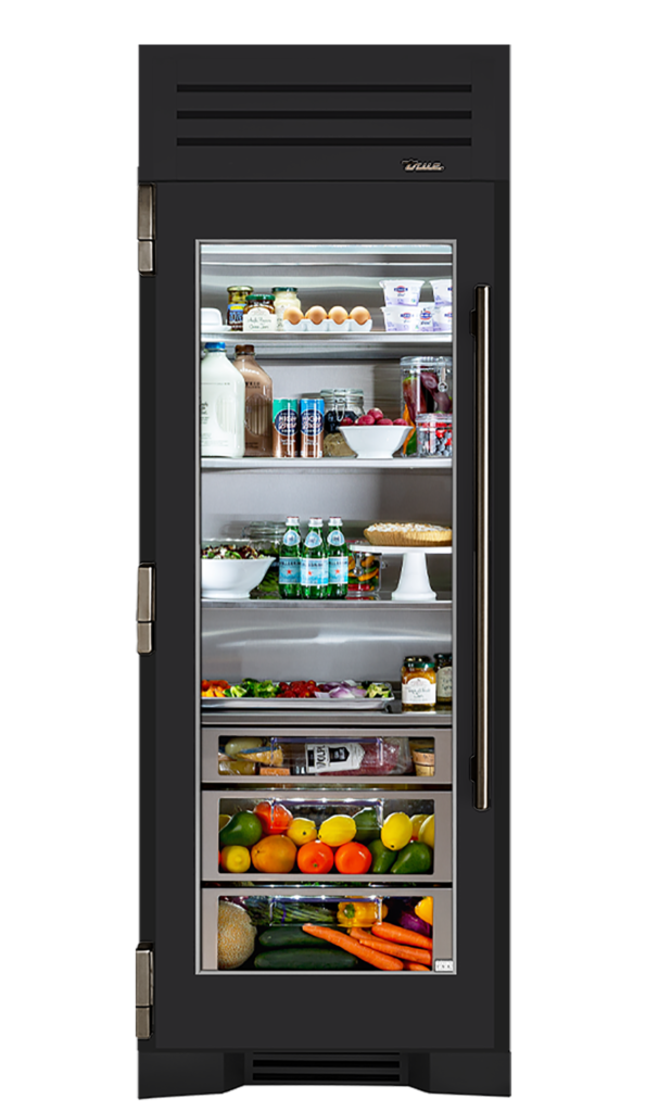 Refrigerator Column, Left Hinged, Matte Black, Pewter Hardware TR30REFLSGC027H05