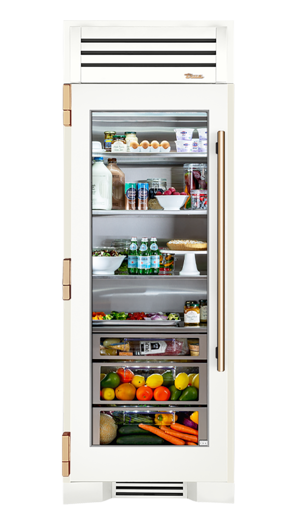 Refrigerator Column, Left Hinged, Matte White, Gold Hardware TR30REFLSGC030H08