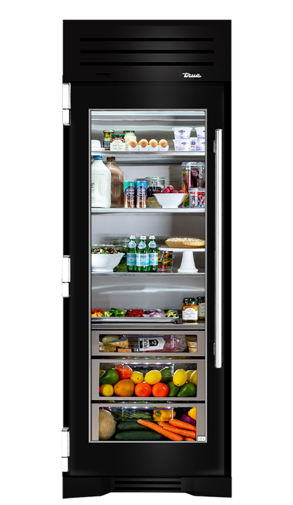 Refrigerator Column, Left Hinged, Gloss Black, Chrome Hardware TR30REFLSGC044H02