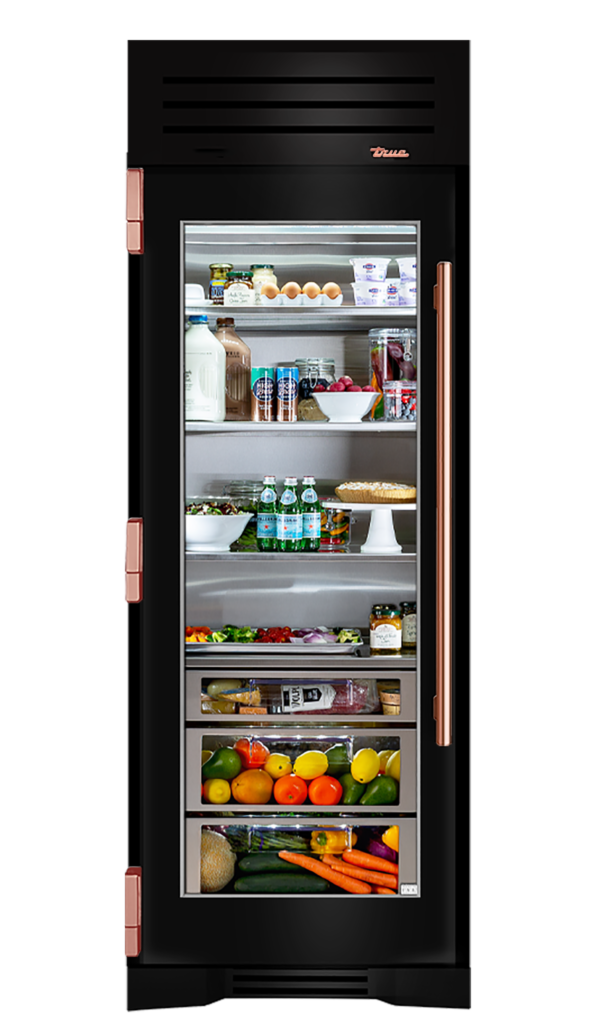 Refrigerator Column, Left Hinged, Gloss Black, Copper Hardware TR30REFLSGC044H03