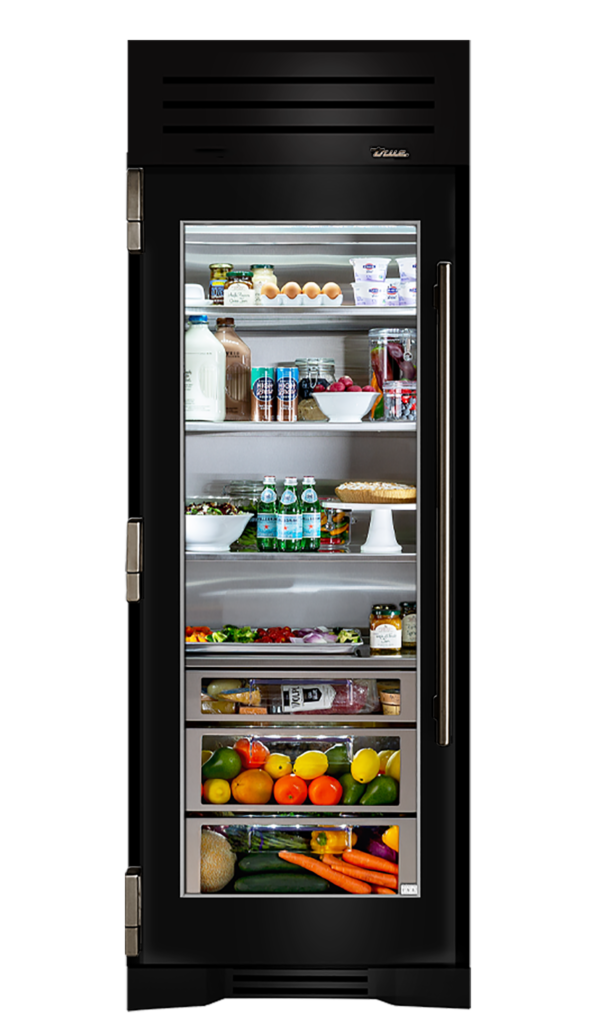 Refrigerator Column, Left Hinged, Gloss Black, Pewter Hardware TR30REFLSGC044H05