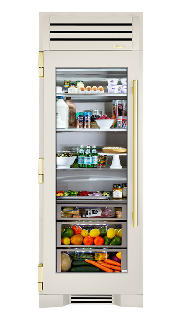 Refrigerator Column, Left Hinged, Antique White, Brass Hardware TR30REFLSGC050H01