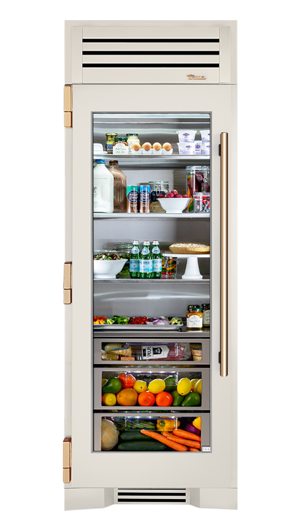 Refrigerator Column, Left Hinged, Antique White, Gold Hardware TR30REFLSGC050H08