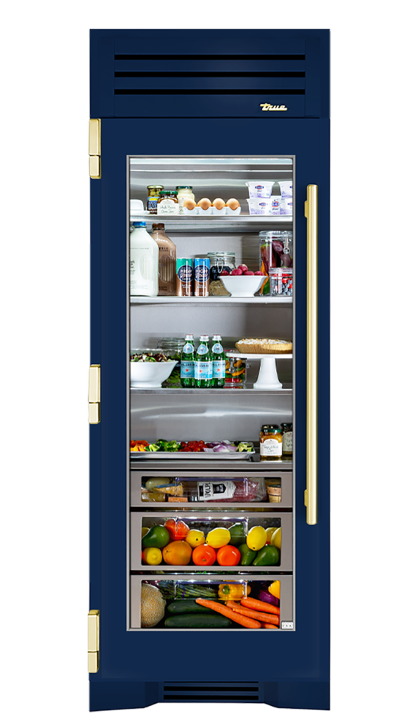 Refrigerator Column, Left Hinged, Cobalt, Brass Hardware TR30REFLSGC078H01