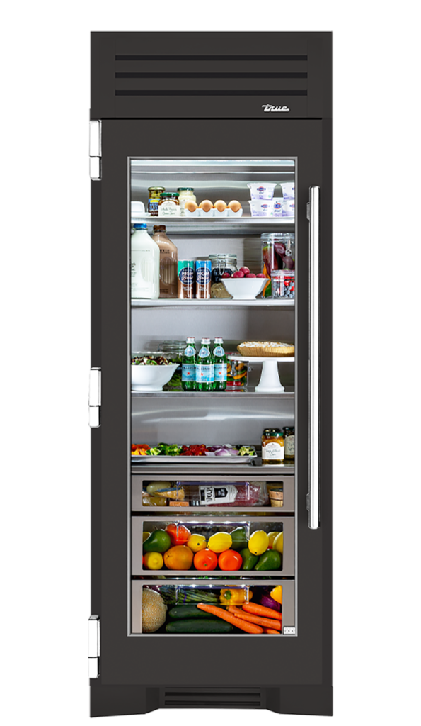 Refrigerator Column, Left Hinged, Ultra Matte Black, Chrome Hardware TR30REFLSGC085H02