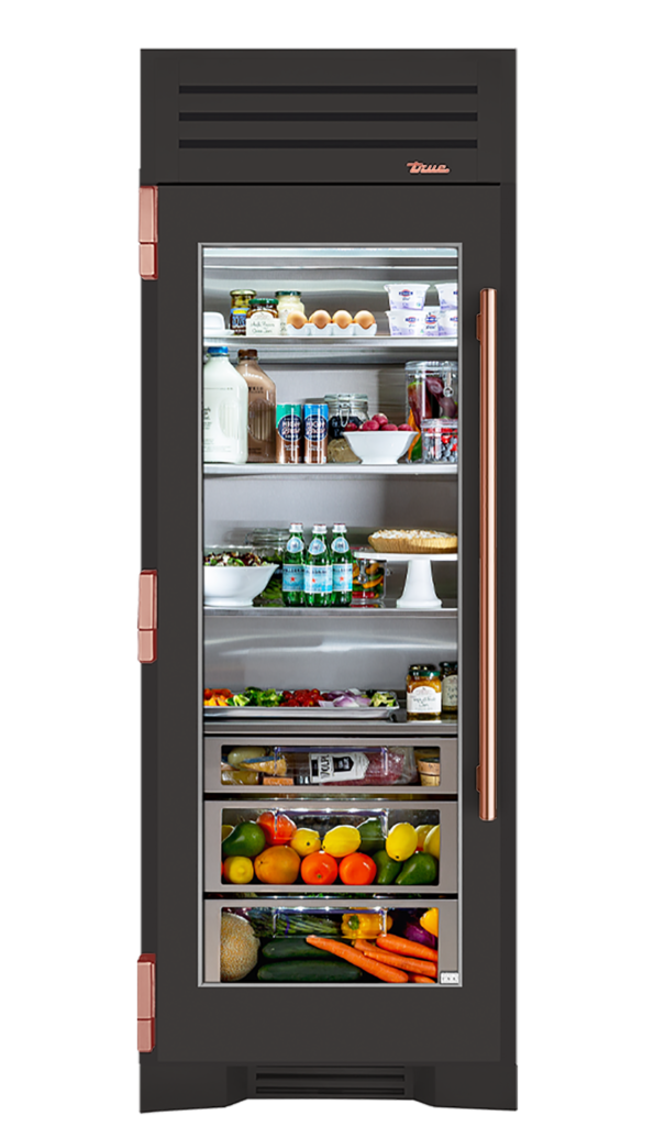 Refrigerator Column, Left Hinged, Ultra Matte Black, Copper Hardware TR30REFLSGC085H03