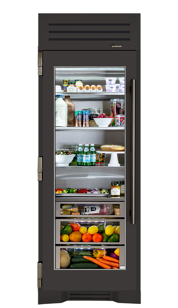 Refrigerator Column, Left Hinged, Ultra Matte Black, Pewter Hardware TR30REFLSGC085H05