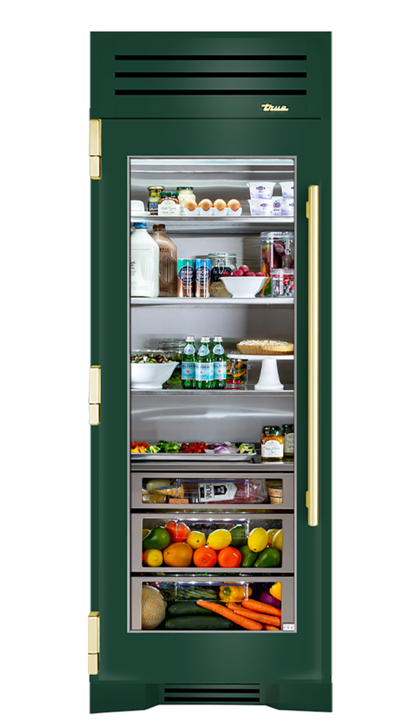 Refrigerator Column, Left Hinged, Emerald, Brass Hardware TR30REFLSGC086H01
