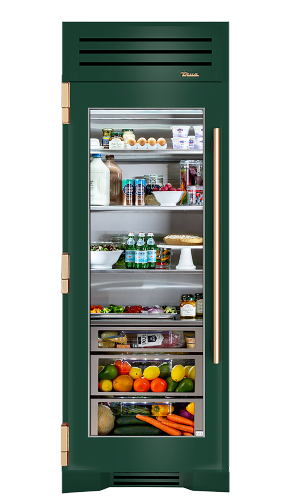 Refrigerator Column, Left Hinged, Emerald, Gold Hardware TR30REFLSGC086H08