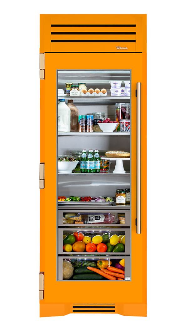 Refrigerator Column, Left Hinged, Saffron, Gold Hardware TR30REFLSGC103H08