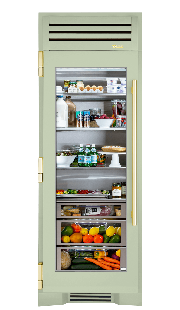 Refrigerator Column, Left Hinged, Sage, Brass Hardware TR30REFLSGC129H01