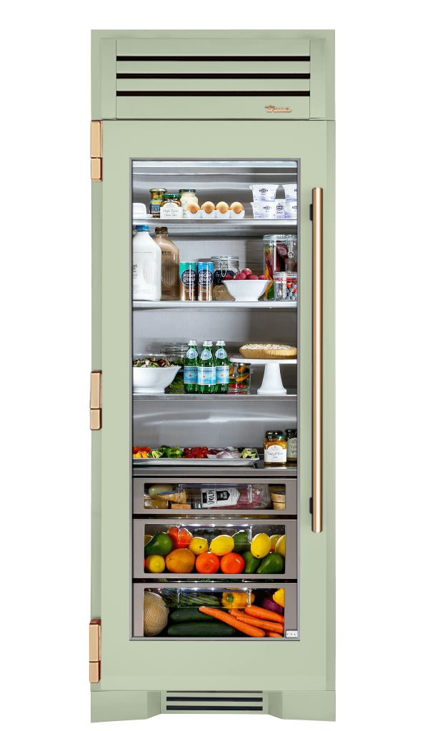 Refrigerator Column, Left Hinged, Sage, Gold Hardware TR30REFLSGC129H08