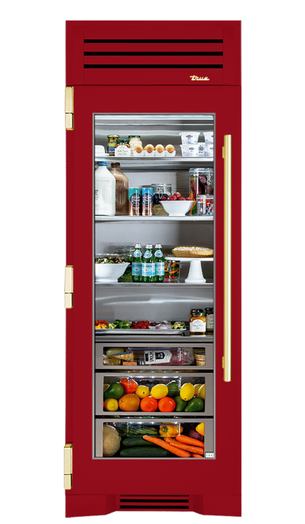 Refrigerator Column, Left Hinged, Crimson, Brass Hardware TR30REFLSGC193H01
