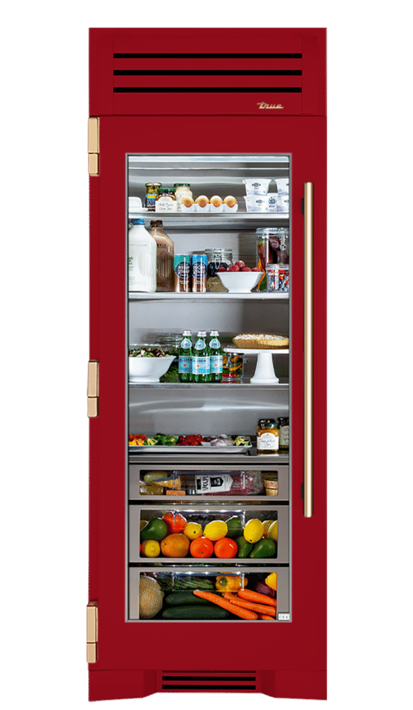Refrigerator Column, Left Hinged, Crimson, Gold Hardware TR30REFLSGC193H08